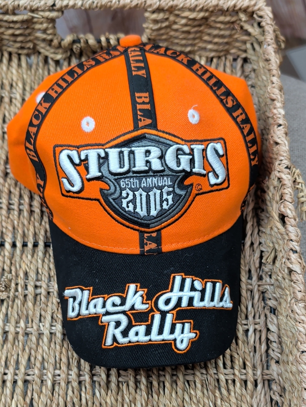 Sturgis 2005 Black Hills Rally Orange & Black Embroidered Hat